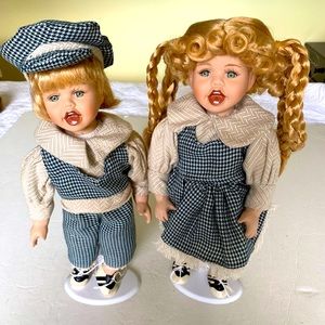 Collectible Porcelain Dolls 12” Twin Girl & Boy